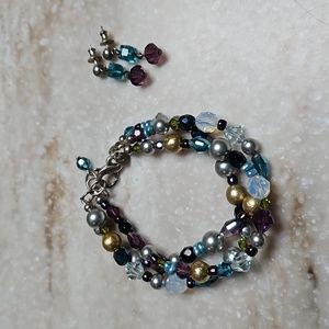 😍Emily Ray 925 Silver Beaded Bracelet & Earrings Set 😍 NWOT